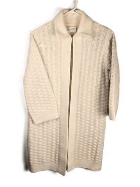 Vintage Sidney Gould Womens Cardigan Medium Winter White Chunky Knit Top Closure